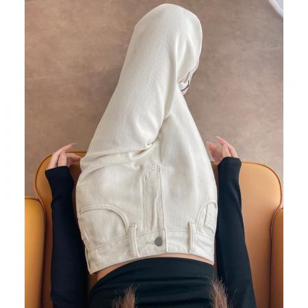 FA56687# 春季百搭米白窄版直筒阔腿裤女145CM娇小个子  服裝批發女裝批發服飾貨源