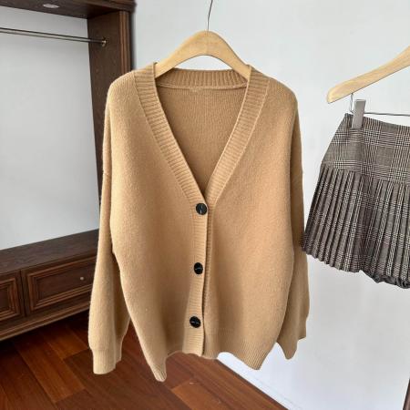 FA56689# 藤校学院风套装卡其针织开衫外套毛衣复古百褶半裙两件套  服裝批發女裝批發服飾貨源