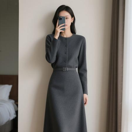 FA56718# 法式复古针织连衣裙子女秋冬季新款配大衣内搭打底气质长裙  服裝批發女裝批發服飾貨源