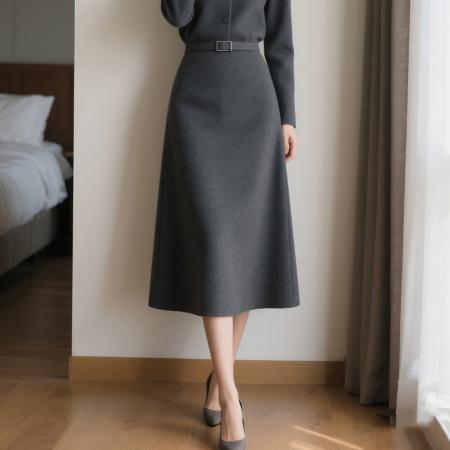 FA56718# 法式复古针织连衣裙子女秋冬季新款配大衣内搭打底气质长裙  服裝批發女裝批發服飾貨源