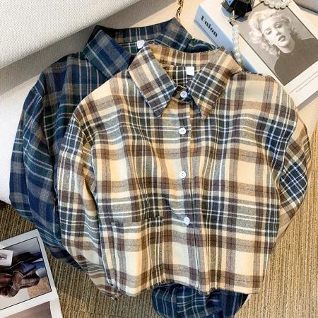 FA56743# 春装新款设计感港味纯欲风甜辣妹短款上衣衬衫女  服裝批發女裝批發服飾貨源