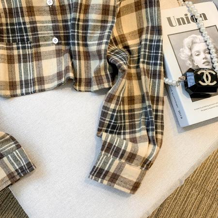 FA56743# 春装新款设计感港味纯欲风甜辣妹短款上衣衬衫女  服裝批發女裝批發服飾貨源