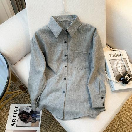 FA56745# 春装新款韩版ins宽松慵懒风衬衣气质上衣衬衫女  服裝批發女裝批發服飾貨源