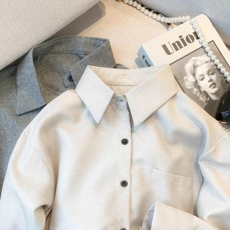 FA56745# 春装新款韩版ins宽松慵懒风衬衣气质上衣衬衫女  服裝批發女裝批發服飾貨源