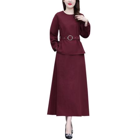 FA56747# 名媛收腰气质套装裙春秋减龄显瘦长袖半身裙两件套女  服裝批發女裝批發服飾貨源