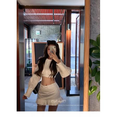 FA56756# 新款气质高级感V领无袖收腰上衣时尚百搭高腰短裤两件套  服裝批發女裝批發服飾貨源