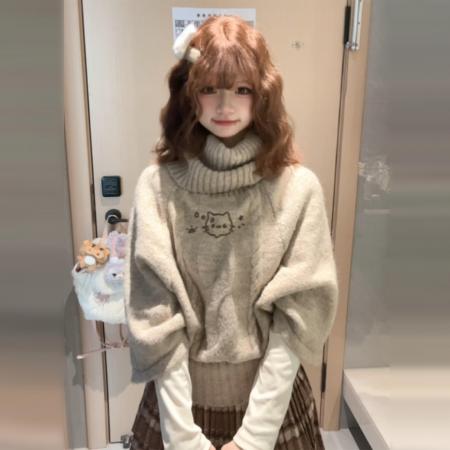 FA56758# 法式学院风针织套装连衣裙子女秋冬季新款小个子穿搭一整套装  服裝批發女裝批發服飾貨源