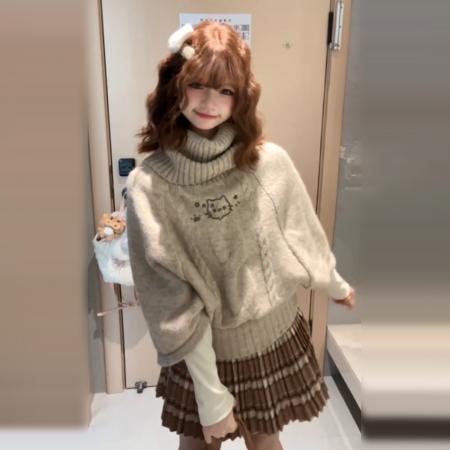 FA56758# 法式学院风针织套装连衣裙子女秋冬季新款小个子穿搭一整套装  服裝批發女裝批發服飾貨源