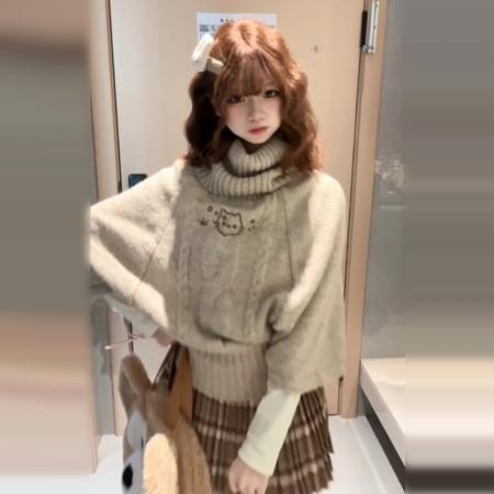 FA56758# 法式学院风针织套装连衣裙子女秋冬季新款小个子穿搭一整套装  服裝批發女裝批發服飾貨源