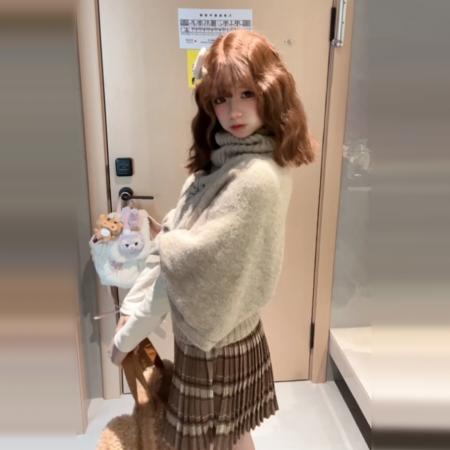 FA56758# 法式学院风针织套装连衣裙子女秋冬季新款小个子穿搭一整套装  服裝批發女裝批發服飾貨源