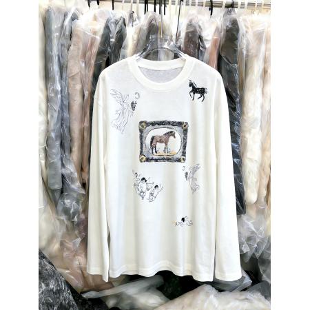 FA56771# 韩版时尚百搭显瘦圆领宽松百搭长袖T恤女上衣新年打底衫  服裝批發女裝批發服飾貨源