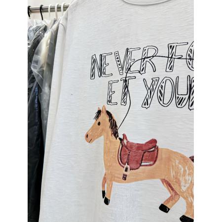 FA56772# 韩版小马印花字母长袖T恤女春季新款宽松洋气百搭打底衫上衣  服裝批發女裝批發服飾貨源