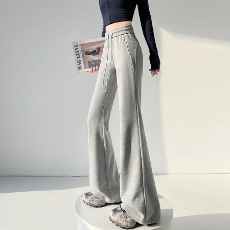 FA56774# 喇叭裤女春季新款高腰显瘦微喇马蹄卫裤休闲运动修身阔腿裤子  服裝批發女裝批發服飾貨源