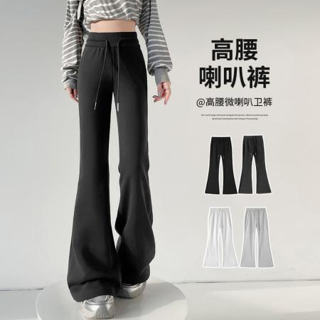 FA56774# 喇叭裤女春季新款高腰显瘦微喇马蹄卫裤休闲运动修身阔腿裤子  服裝批發女裝批發服飾貨源