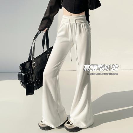 FA56774# 喇叭裤女春季新款高腰显瘦微喇马蹄卫裤休闲运动修身阔腿裤子  服裝批發女裝批發服飾貨源