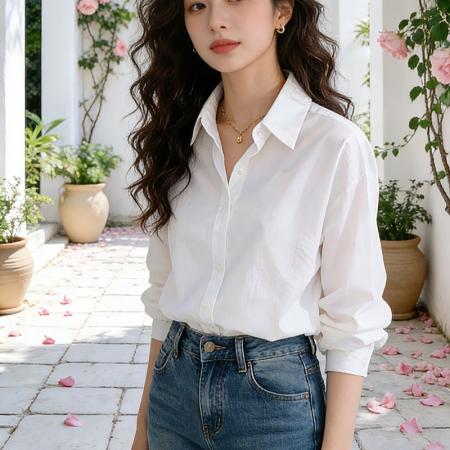 FA56778# 白色衬衫女叠穿打底百搭白衬衣春秋气质长袖上衣V领针织开衫马甲  服裝批發女裝批發服飾貨源