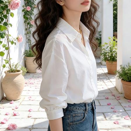 FA56778# 白色衬衫女叠穿打底百搭白衬衣春秋气质长袖上衣V领针织开衫马甲  服裝批發女裝批發服飾貨源