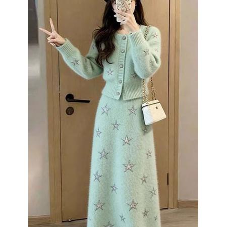 FA56790# 巨好看冬装韩系小香风miu系穿搭一整套减龄套装  服裝批發女裝批發服飾貨源