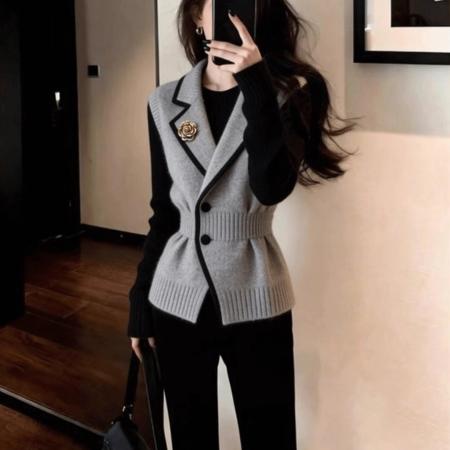 FA56793# 高级感收腰马甲背心冬新款针织毛衣无袖上衣  服裝批發女裝批發服飾貨源