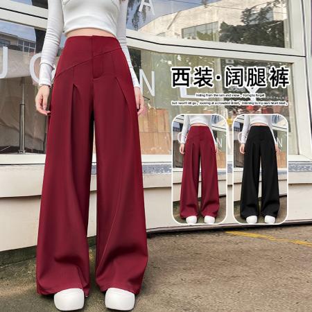 FA56808# 春新款休闲高腰阔腿裤女秋冬季休闲西裤OL拖地裤女  服裝批發女裝批發服飾貨源