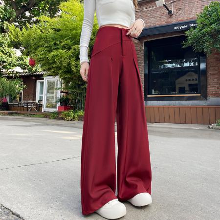 FA56808# 春新款休闲高腰阔腿裤女秋冬季休闲西裤OL拖地裤女  服裝批發女裝批發服飾貨源