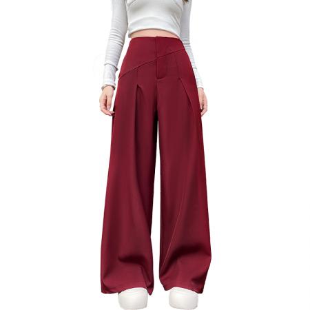 FA56808# 春新款休闲高腰阔腿裤女秋冬季休闲西裤OL拖地裤女  服裝批發女裝批發服飾貨源