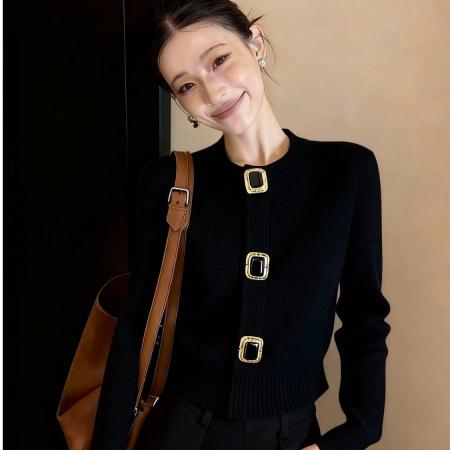 FA56810# 巨好看纯色毛衣百搭轻奢高级感针织开衫女春季新款  服裝批發女裝批發服飾貨源