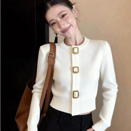 FA56810# 巨好看纯色毛衣百搭轻奢高级感针织开衫女春季新款  服裝批發女裝批發服飾貨源