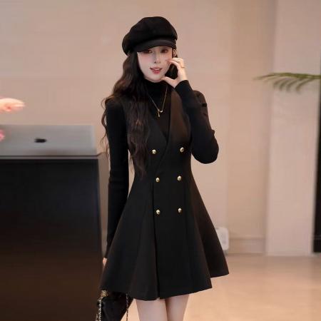 FA56819# 新款针织毛衣背带连衣裙子女秋冬季韩系穿搭毛呢短裙  服裝批發女裝批發服飾貨源