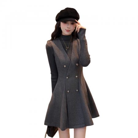 FA56819# 新款针织毛衣背带连衣裙子女秋冬季韩系穿搭毛呢短裙  服裝批發女裝批發服飾貨源