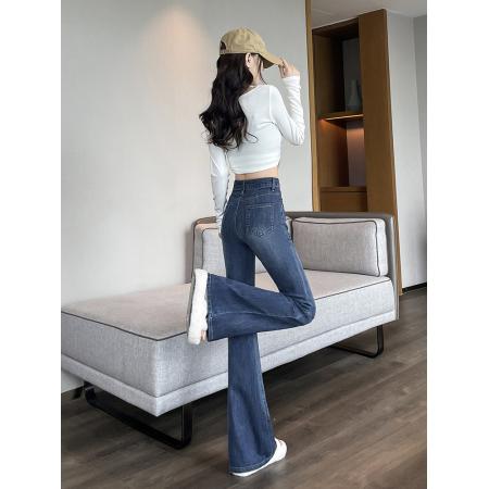 FA56827# 美式高腰喇叭牛仔裤女春秋季新款修身今年流行微喇拖地裤  服裝批發女裝批發服飾貨源