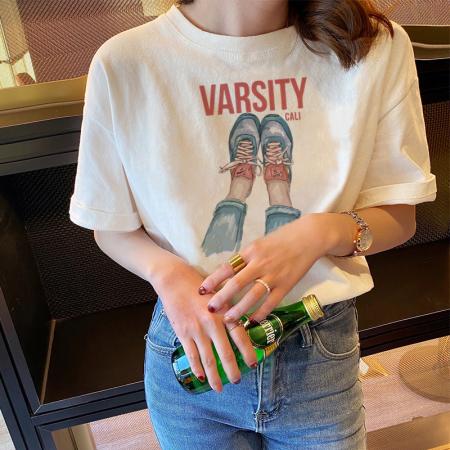 BY10005# 纯棉短袖T恤女宽松大码印花 服裝批發女裝批發服飾貨源