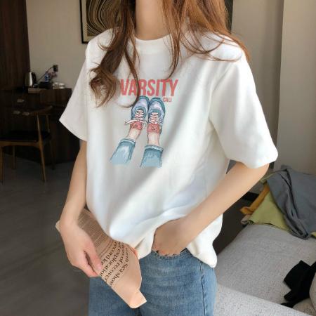 BY10005# 纯棉短袖T恤女宽松大码印花 服裝批發女裝批發服飾貨源