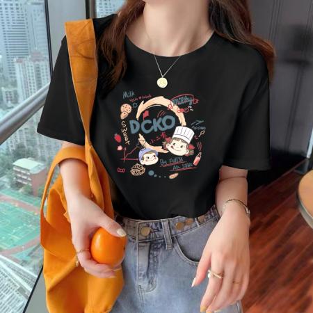 BY10006# 纯棉短袖T恤女宽松大码印花 服裝批發女裝批發服飾貨源