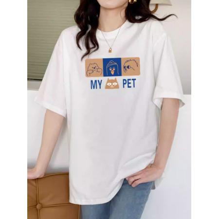 BY10009# 纯棉短袖T恤女宽松大码印花 服裝批發女裝批發服飾貨源