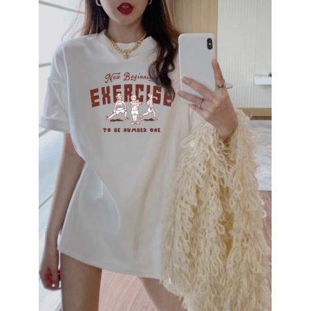 BY10010# 纯棉短袖T恤女宽松大码印花 服裝批發女裝批發服飾貨源