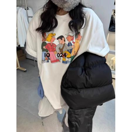 BY10016# 纯棉短袖T恤女宽松大码印花 服裝批發女裝批發服飾貨源