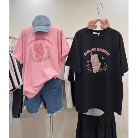 BY10075# 纯棉短袖T恤女宽松大码印花 服裝批發女裝批發服飾貨源