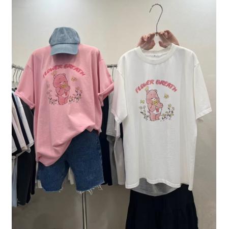 BY10075# 纯棉短袖T恤女宽松大码印花 服裝批發女裝批發服飾貨源