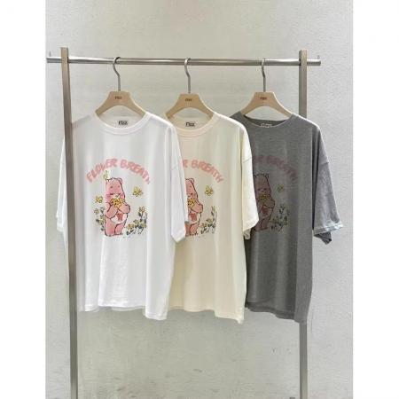 BY10075# 纯棉短袖T恤女宽松大码印花 服裝批發女裝批發服飾貨源