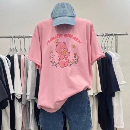 BY10075# 纯棉短袖T恤女宽松大码印花 服裝批發女裝批發服飾貨源