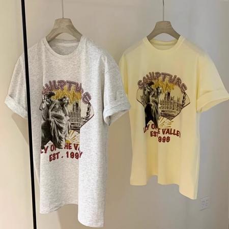 BY10077# 纯棉短袖T恤女宽松大码印花 服裝批發女裝批發服飾貨源