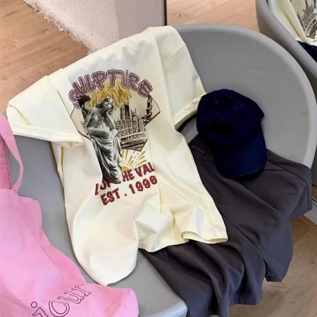 BY10077# 纯棉短袖T恤女宽松大码印花 服裝批發女裝批發服飾貨源