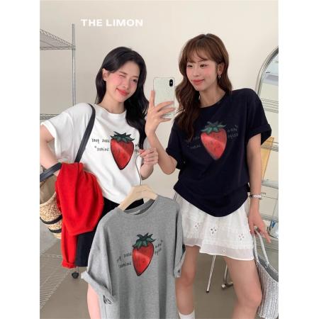 BY10079# 纯棉短袖T恤女宽松大码印花 服裝批發女裝批發服飾貨源