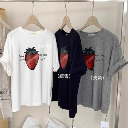 BY10079# 纯棉短袖T恤女宽松大码印花 服裝批發女裝批發服飾貨源