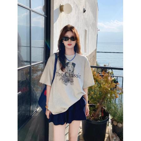 BY10080# 纯棉短袖T恤女宽松大码印花 服裝批發女裝批發服飾貨源