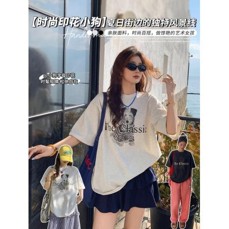 BY10080# 纯棉短袖T恤女宽松大码印花 服裝批發女裝批發服飾貨源