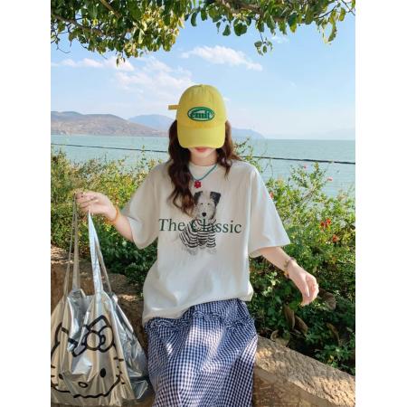 BY10080# 纯棉短袖T恤女宽松大码印花 服裝批發女裝批發服飾貨源