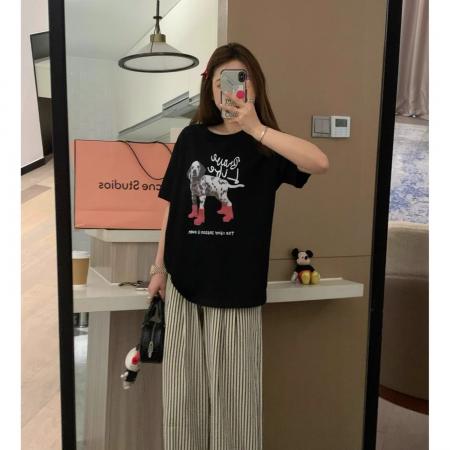 BY10081# 纯棉短袖T恤女宽松大码印花 服裝批發女裝批發服飾貨源