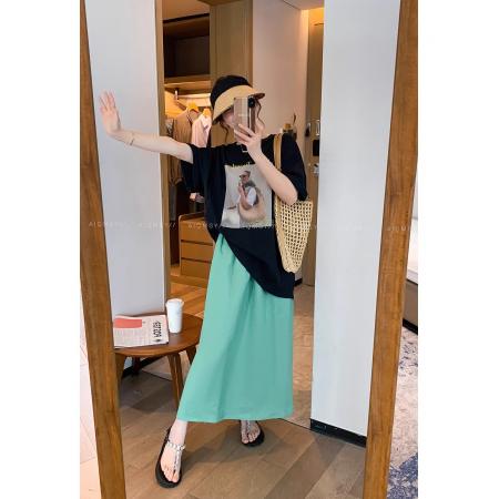 BY10087# 纯棉黑色时尚印花短袖圆领T恤女 服裝批發女裝批發服飾貨源